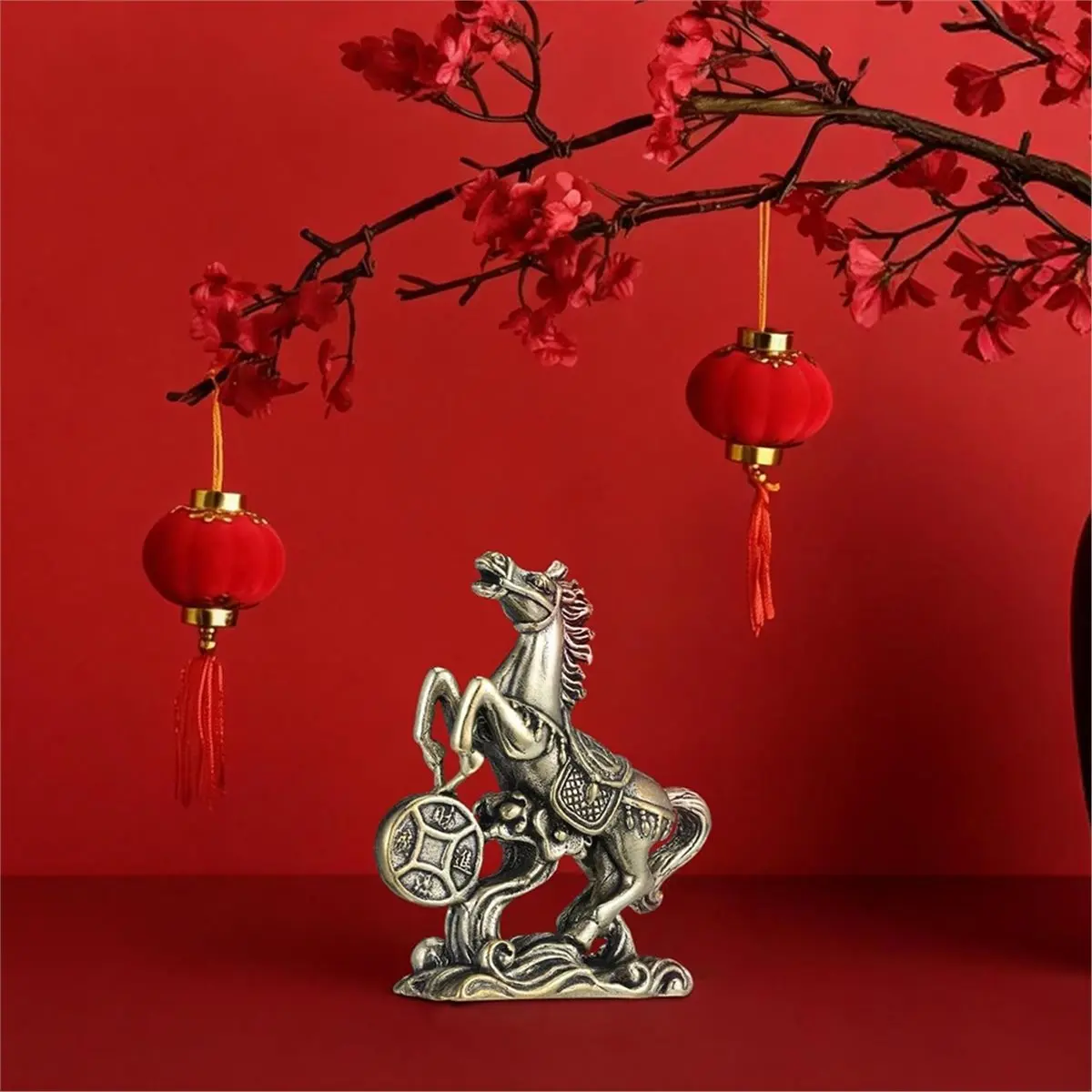 【New User-Coupon!】2 Pcs Brass Horse Statue 2026 Year of , Golden Feng Shui Zodiac Animal for Wealth & Luck