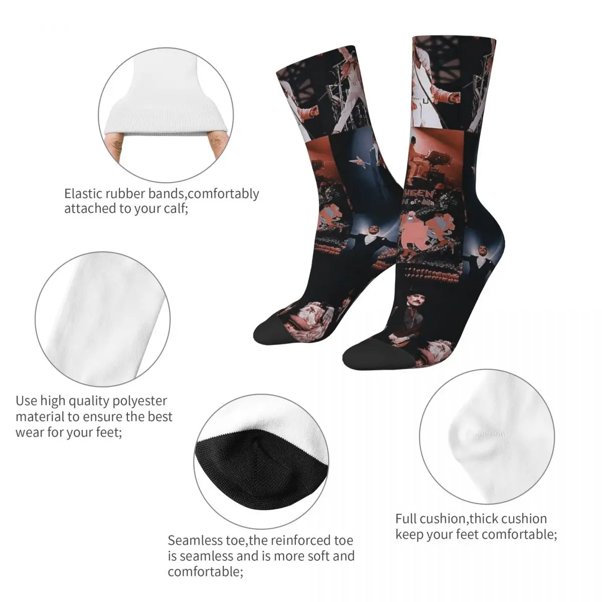 Inverno caldo fresco donna uomo freddy Mercury Music Band Queen Socks calzini da Skateboard assorbenti dal sudore