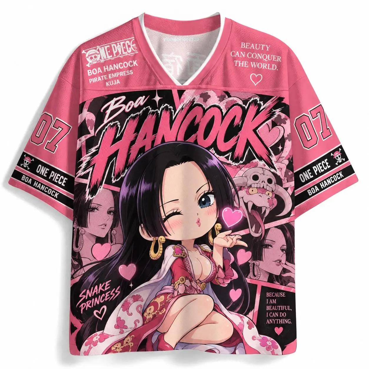 One Piece Empress Hancock Mesh Shirt Men's and Women's T-shirt Q Edition Style Retro Anime Street Dress Loose Cosplay