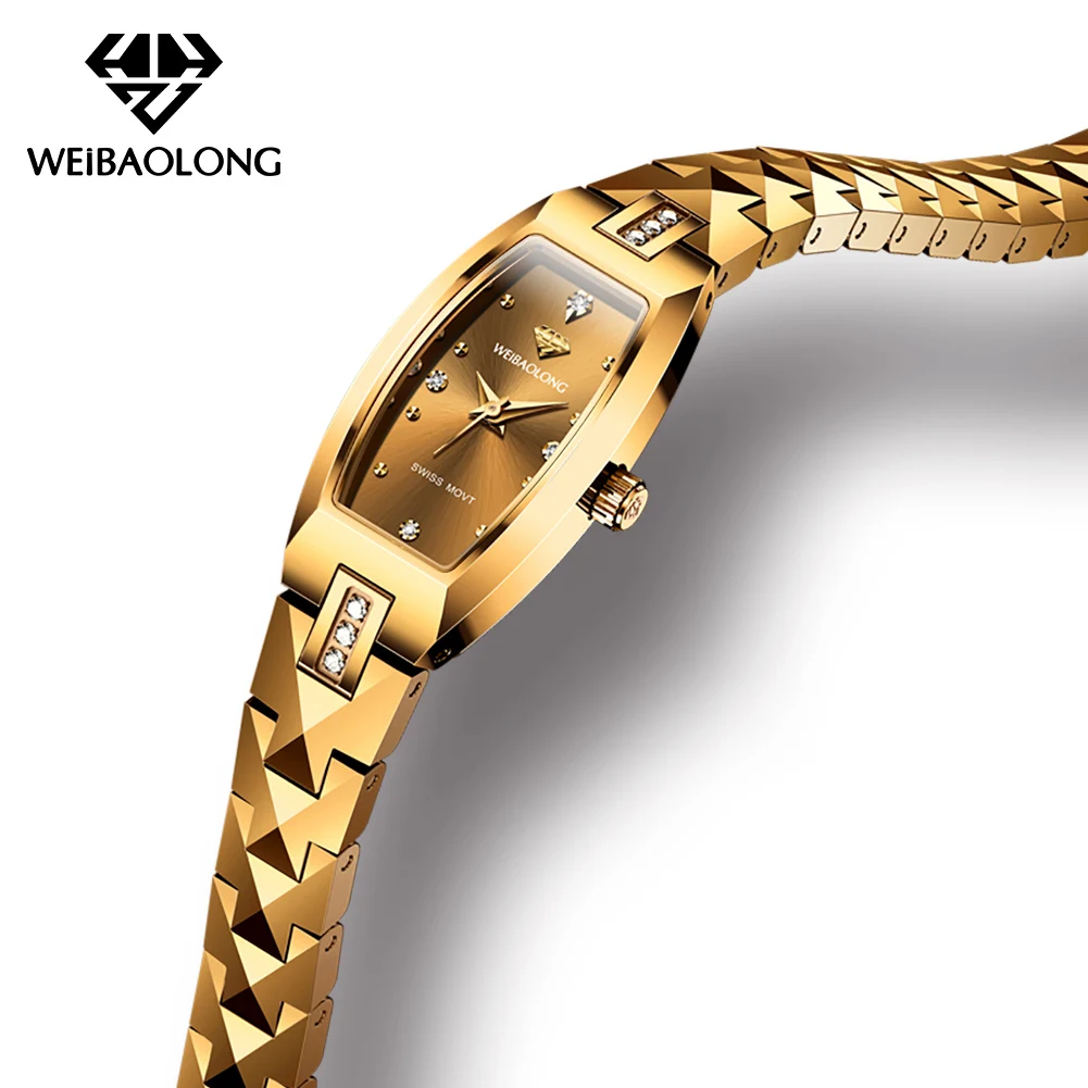 WEiBAOLONG Swiss Quartz Movement Real Diamond Women's Watch Luxury Tungsten Steel Square Dial Elegant Wristwatch for Woman 3809