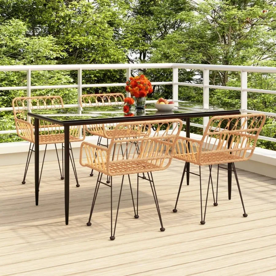 

5 Piece Patio Dining Set Poly Rattan