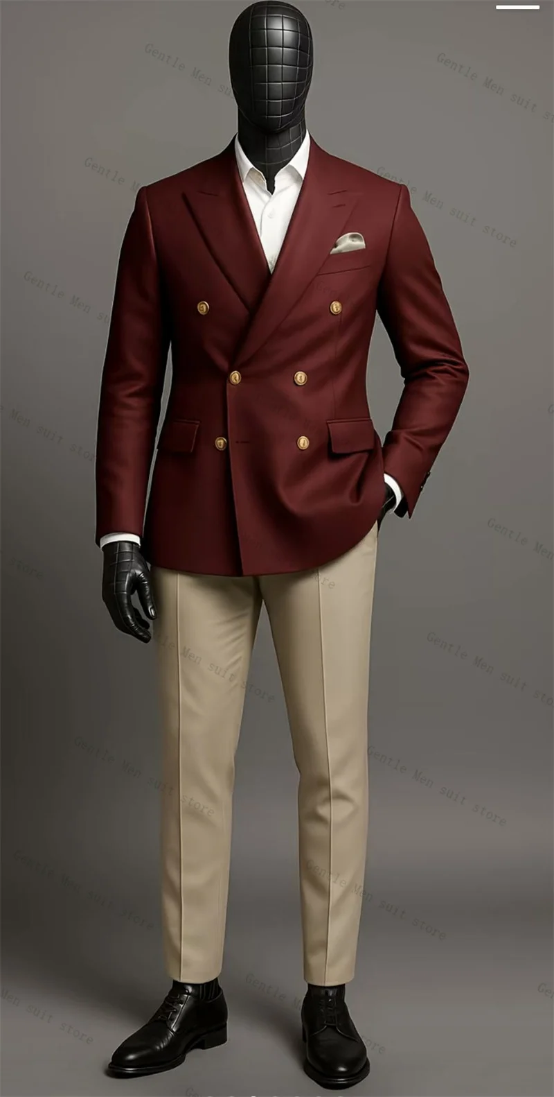 

Burgundy Men Suit Set 2 Piece Blazer+Pants Trousers Cotton Wedding Tuxedos Formal Business Office Jacket Prom Coat Customized
