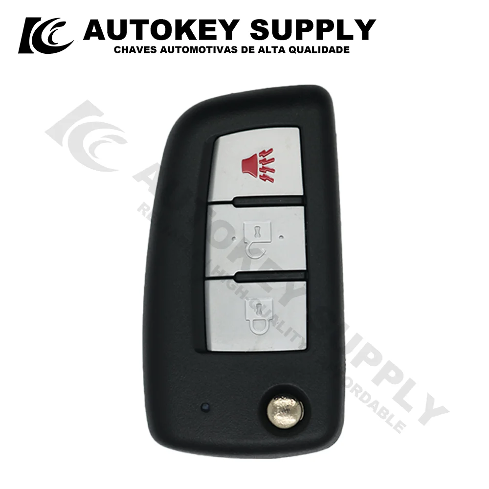 Autokeysupply 3 Buttons Flip Remote Key 433MHz 4A Chip NSN14 Blade For Nissan