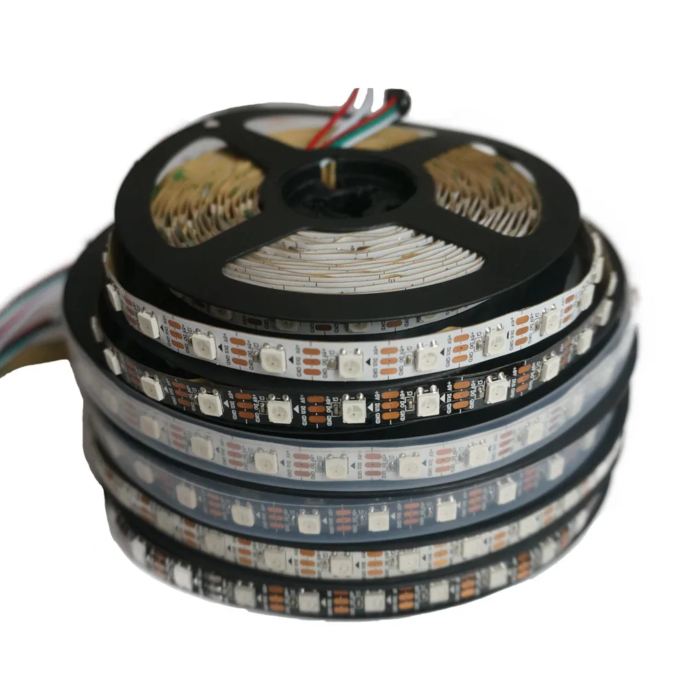 1m 5m DC5V WS2812B WS2812 Led Pixel Strip Individually Addressable Smart RGB Led Strip Light Tape Black White PCB IP30/65/67