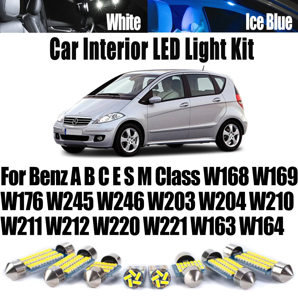 For Benz A B C E S M Class W168 W169 W176 W245 W246 W203 W204 W210 W211 W212 W220 W221 W163 W164 Car Bulb LED Interior Light Kit