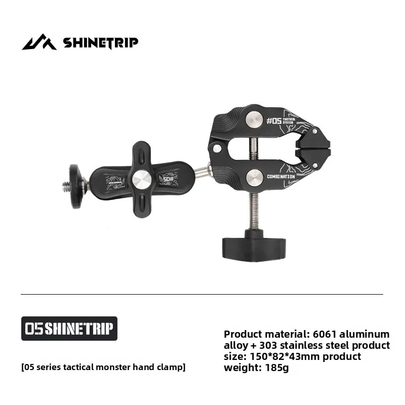 Aluminum Alloy Tactical Modular Camp Light Stand with Clamp Arm, Rotating Tripod Head, 1/4 Inch Screws and Extension Plate fo