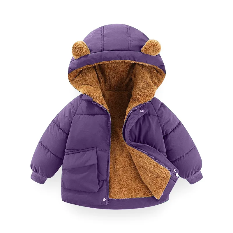 ZOETOPKID 2026 New Cotton Jacket Winter Boy and Girls Plus Velvet Warm Hooded Down Overcoat Fashion Children Clothing