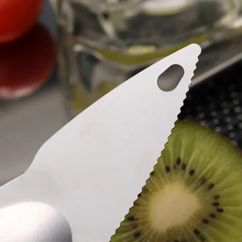 2 in 1 Stainless Steel Kiwifruit Knife Fruit Apple Kiwi Peeler Orange Lemon Corers Cutter Peeling Scoop Separator Kitchen Tool