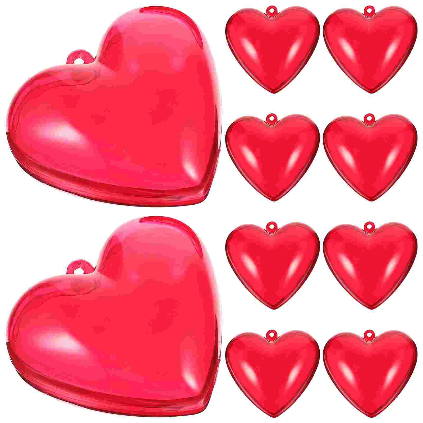 10 Pcs Fillable Ornament Balls Wedding Decor Accessories Hanging Heart-shaped Plastic Candy Boxes