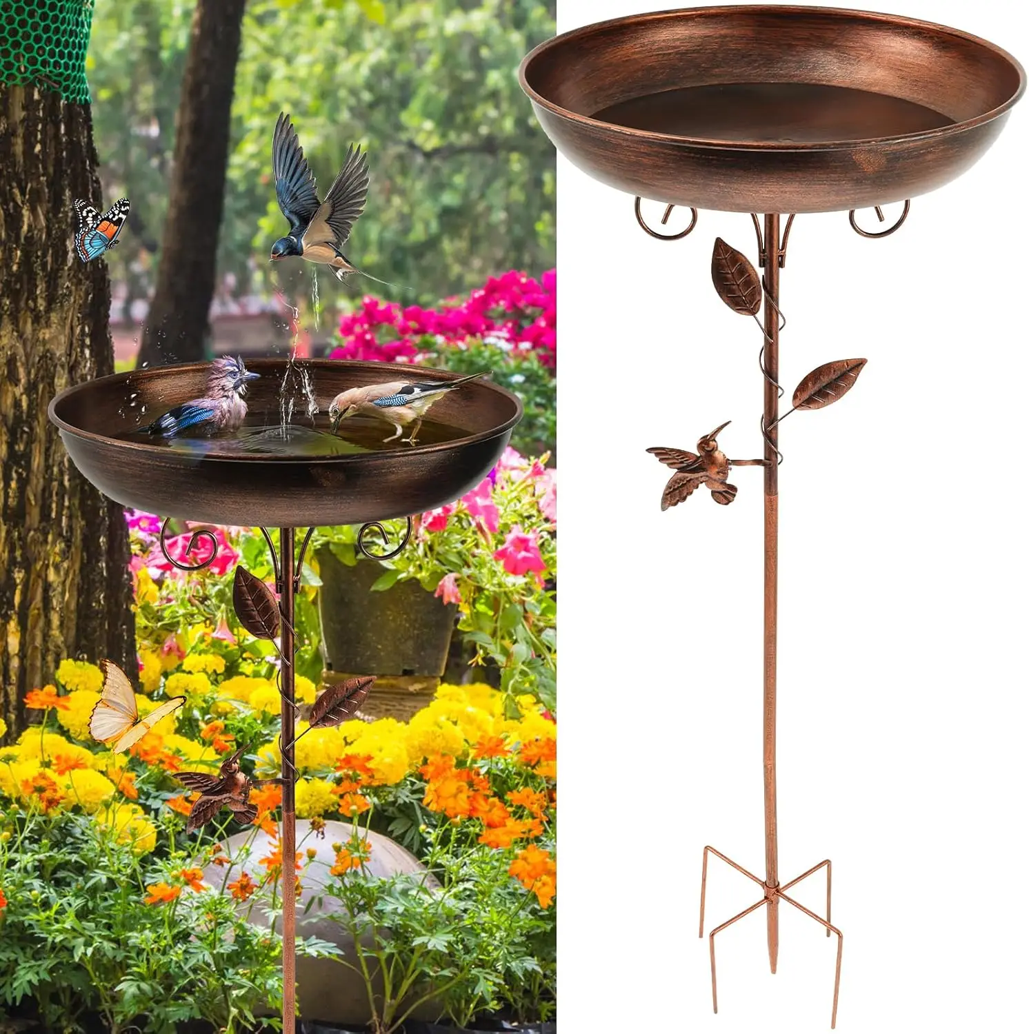 

Bird Bath Standing 30x80cm Ultra Rustproof Robust Durable Bird Bath Garden Metal Vintage Bird Feeder Metal Bird Bath for Outside
