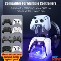 Headphone Stand Controller Holder & Handheld Console Holder For Desk With RGB Lights Display Stand For Controllers Of PS5