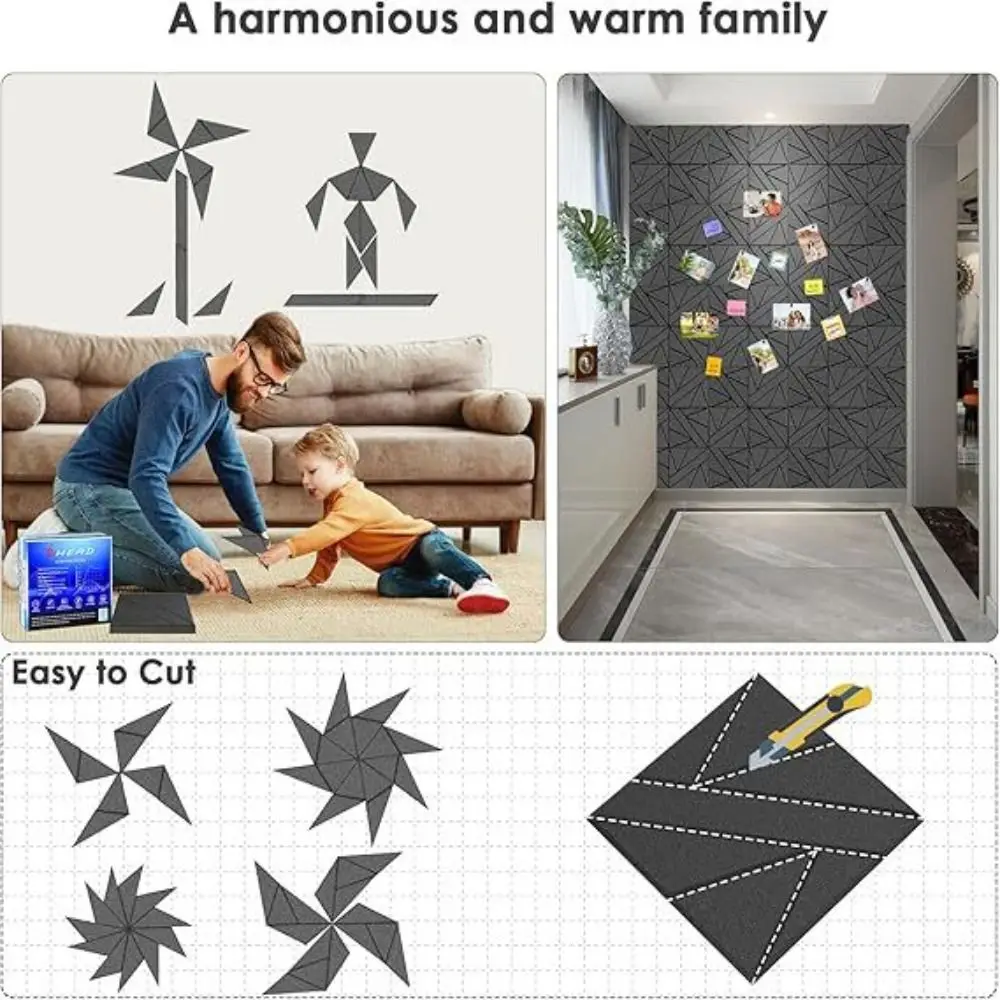 Self-Adhesive Acoustic Panels High Density Polyester Fiber Felt Panels Mute Sound Absorption Wall Stickers Home Studio
