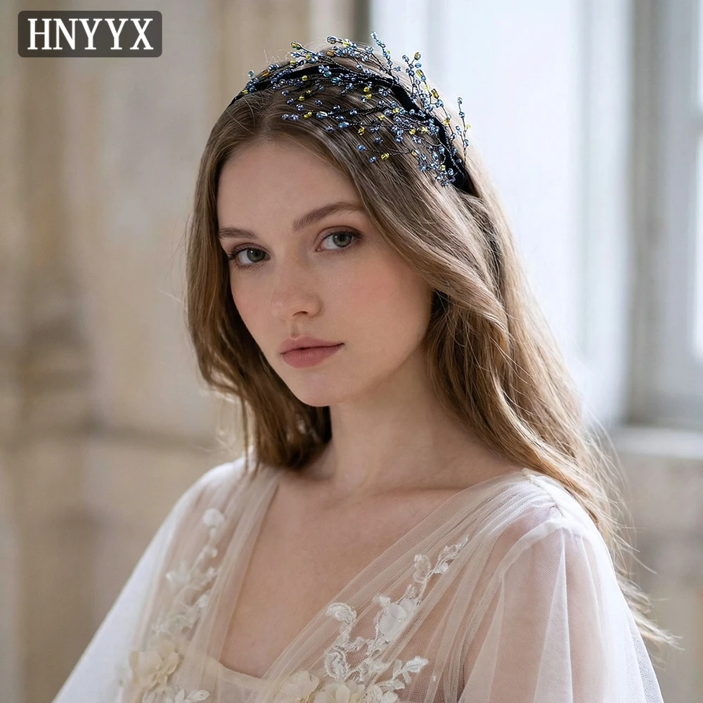 

YouLaPan Fashionable Bride Blue Rhinestone Wedding Headband Handmade Tree Branches Bohemian Women Banquet Party Headpiece YXA33