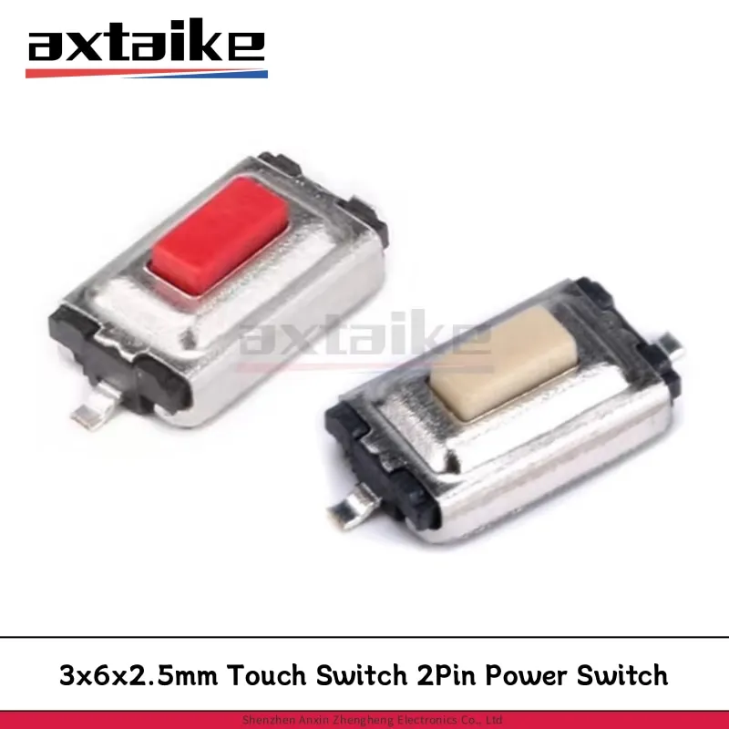 

100PCS 3*6*2.5mm Touch Switch 2Pin Power Switch Tactile Tact Push Button Micro Switch SMT SMD 3*6mm 3×6×2.5mm Red White Head