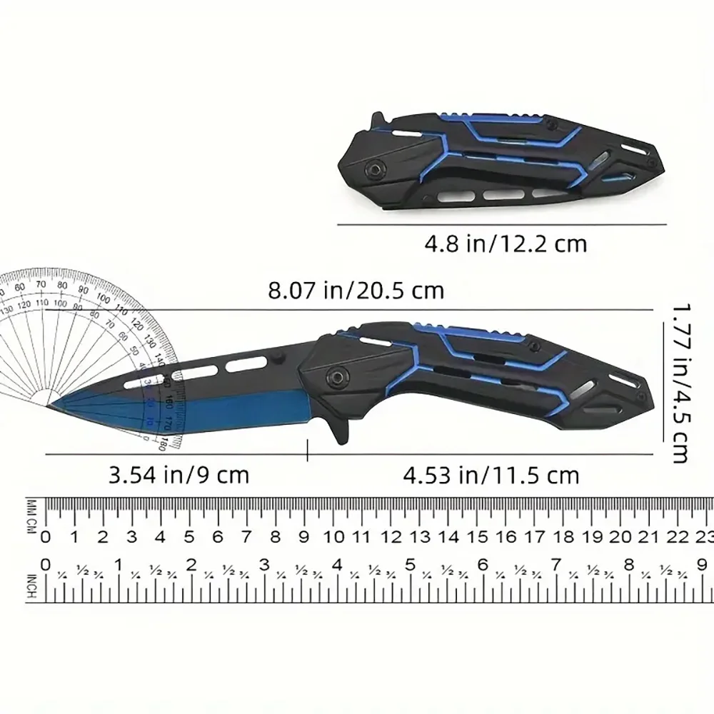 High hardness outdoor folding knife camping portable self-defense knife stainless steel dual color survival knife multifunctiona image 2