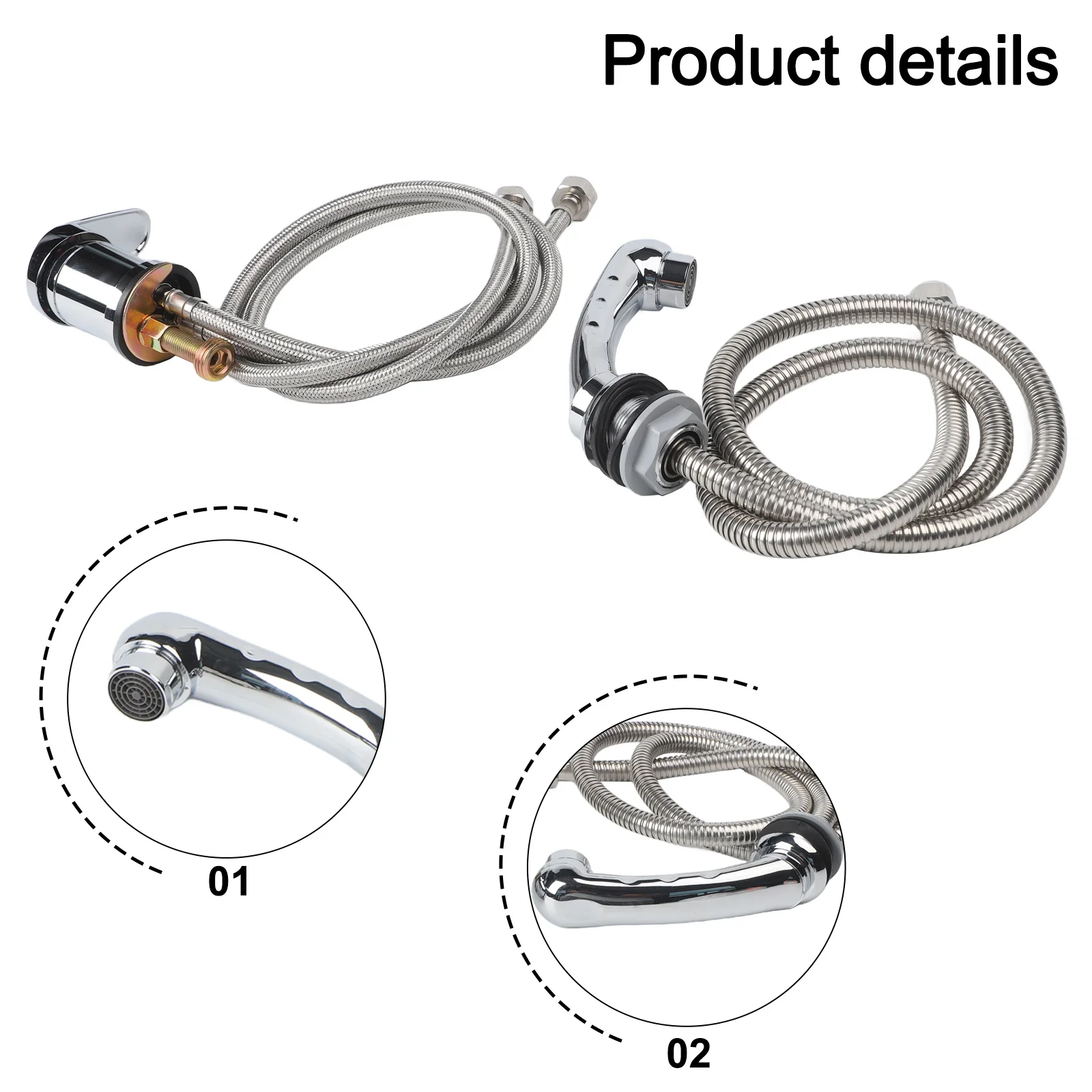 Mixer Faucet with Pull-Out Hand Shower for Shampoo Chairs, 120cm Fabric Hose, High-Pressure 3-Connection Sink Tap for Salon Use