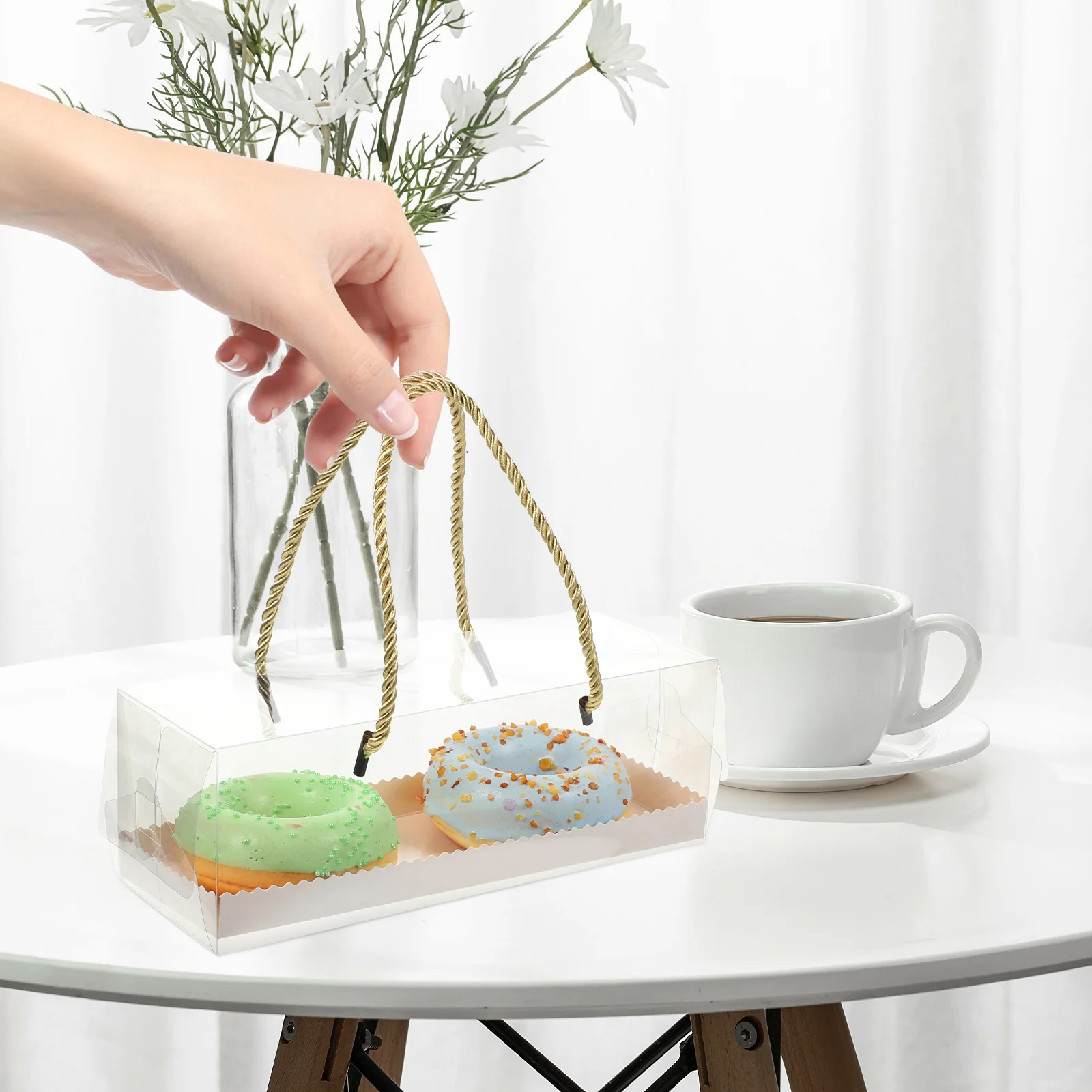 

10pcs Cake Roll Boxes Portable Gift Containers for Cookies Clear Plastic Baking Storage Reusable Food Safe Lid