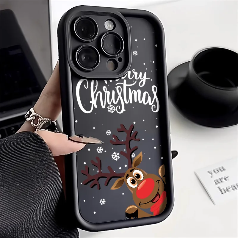 Christmas Silicone Case For iPhone 16 Cover iPhone 15 11 12 13 14 Pro Max X XR XS Max 7 8 Plus SE 2020 Shockproof Silicone Cases