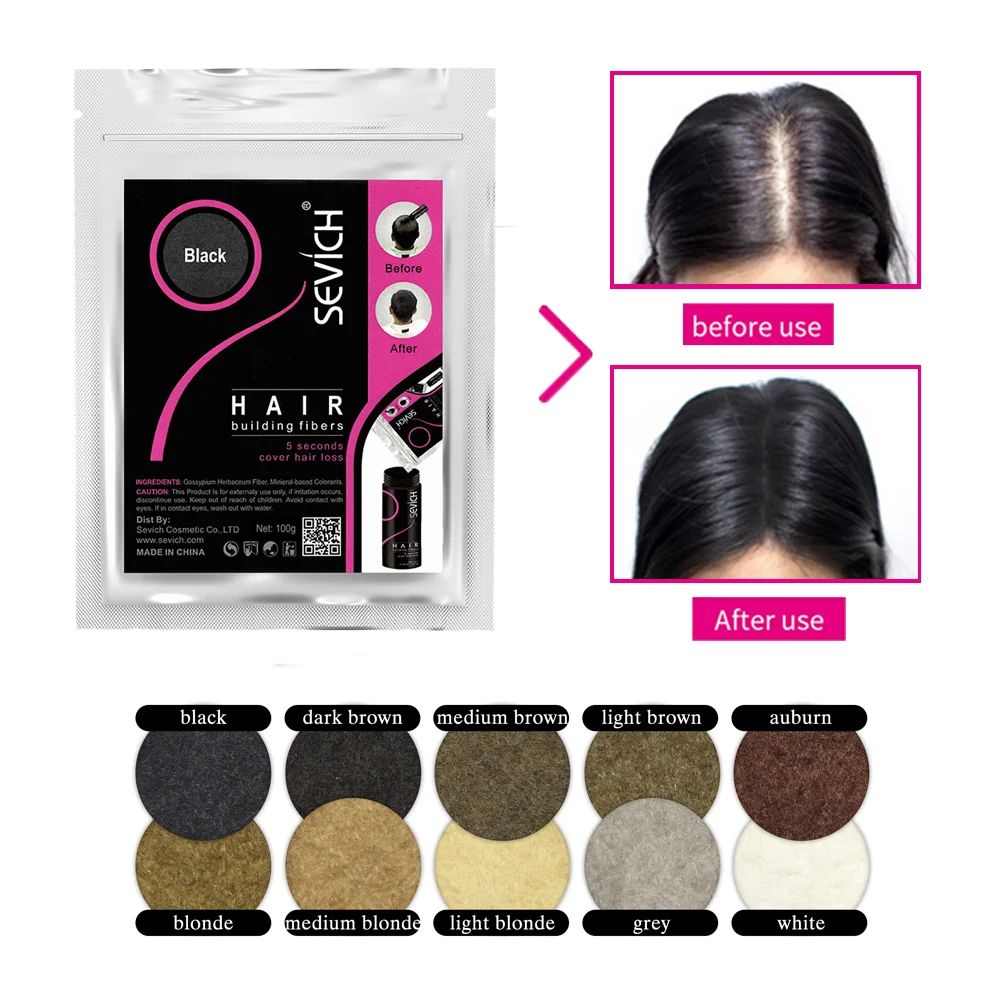 100g Keratin Hair Fibers Powder Hair Building Fiber For Instantly Adds Volume Hairline Beard Filling Hair Fibers Refill Bag