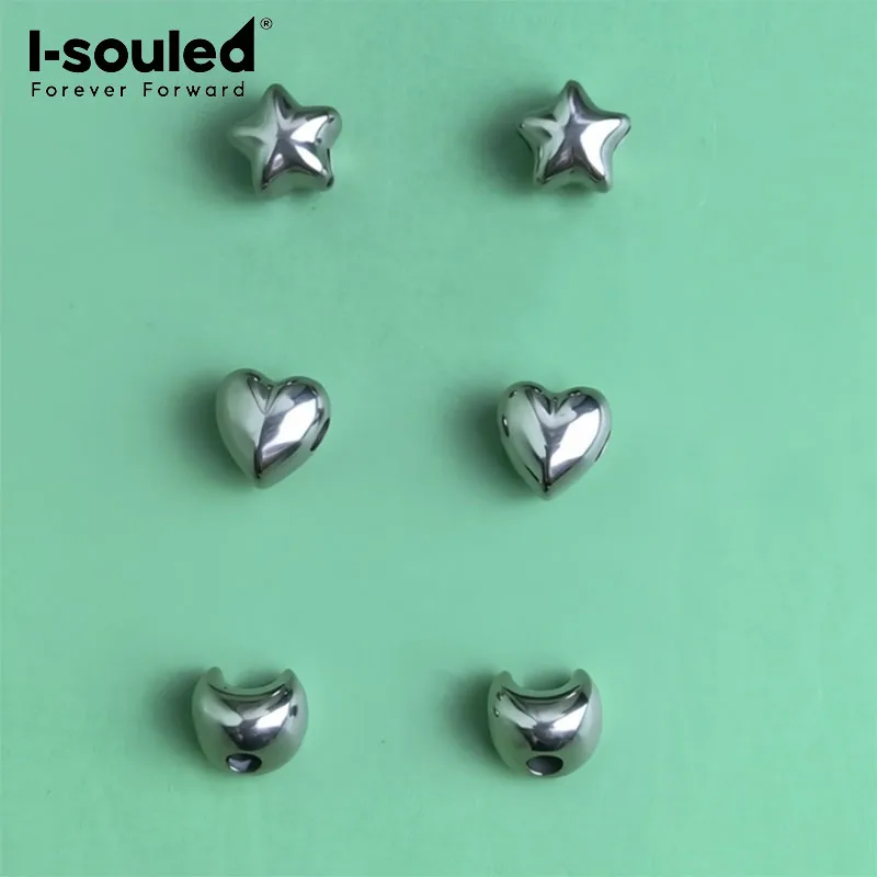Pendentif pentagramme/cœur/lune en titane pur, diamètre du trou de 2,0 mm, accessoire de mode féminin simple et élégant
