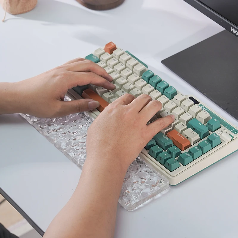 Reposabrazos de acrílico para teclado mecánico, almohadilla ergonómica con ondulación de agua personalizada, reposamuñecas transparente, 68/87/104