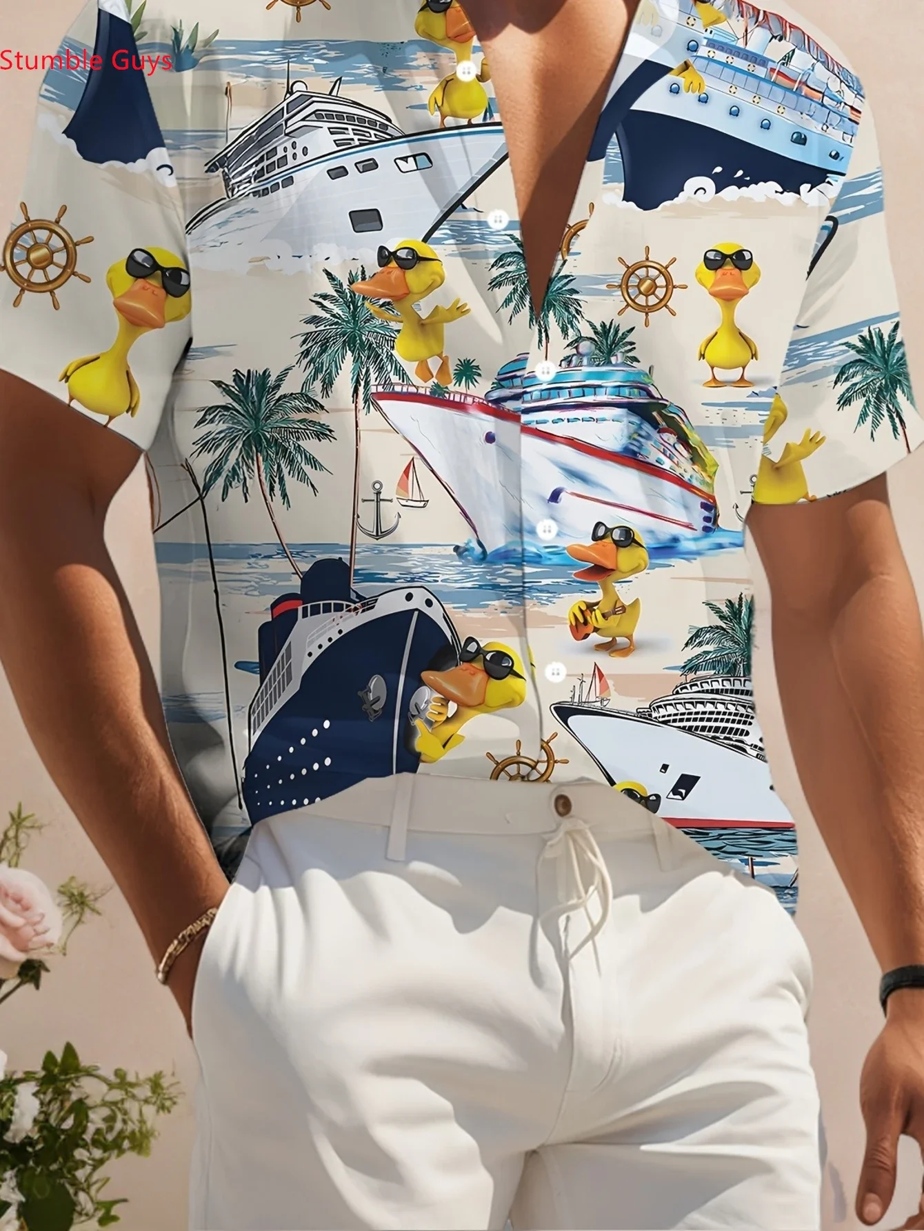 

Casual Stylish Men's Hawaiian Shirt Summer Man Short Sleeve Vibrant Graphic Print Lightweight Tops For Beach Vacations