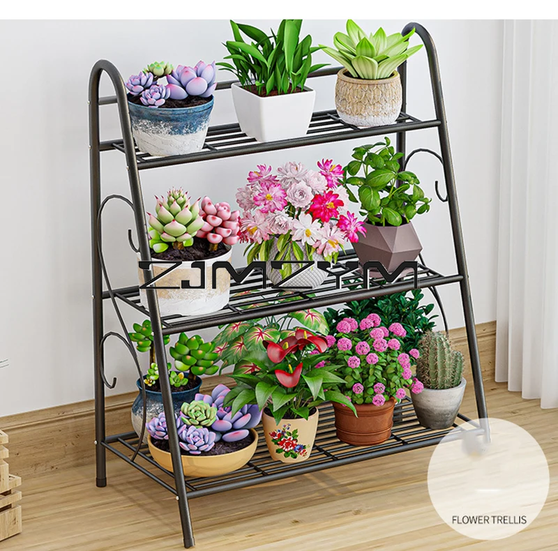 Iron Flower Pot Stands 3 Layers Plant Shelf Stand Succulent Rack Balcony Simple Indoor Garden Shelves Shoes Book Rack Home Decor