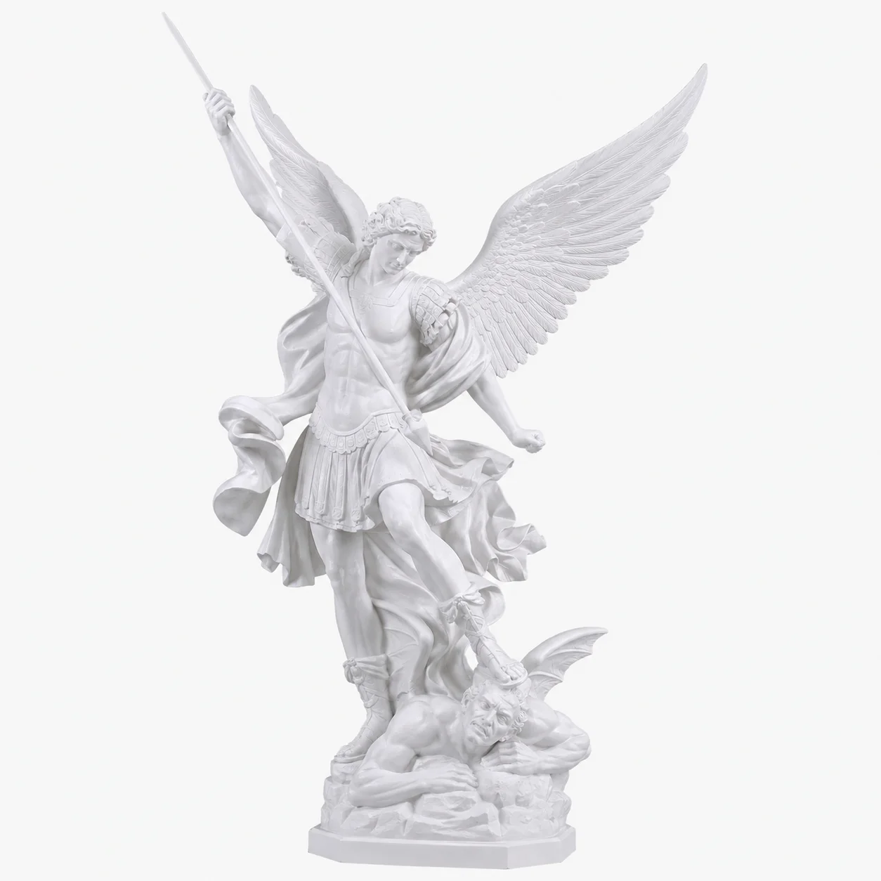 Custom Fiberglass Resin Hand-painted Corrosion Resistant Traditional White Angel Warrior Sculpture Classical Winged Figure