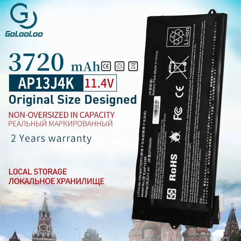 

Golooloo 11.4V 3720 mAh AP13J4K AP13J3K Laptop Battery For Acer Chromebook C720 C720P C740 C720-2844 C740-C5U9 ZU12029-13020