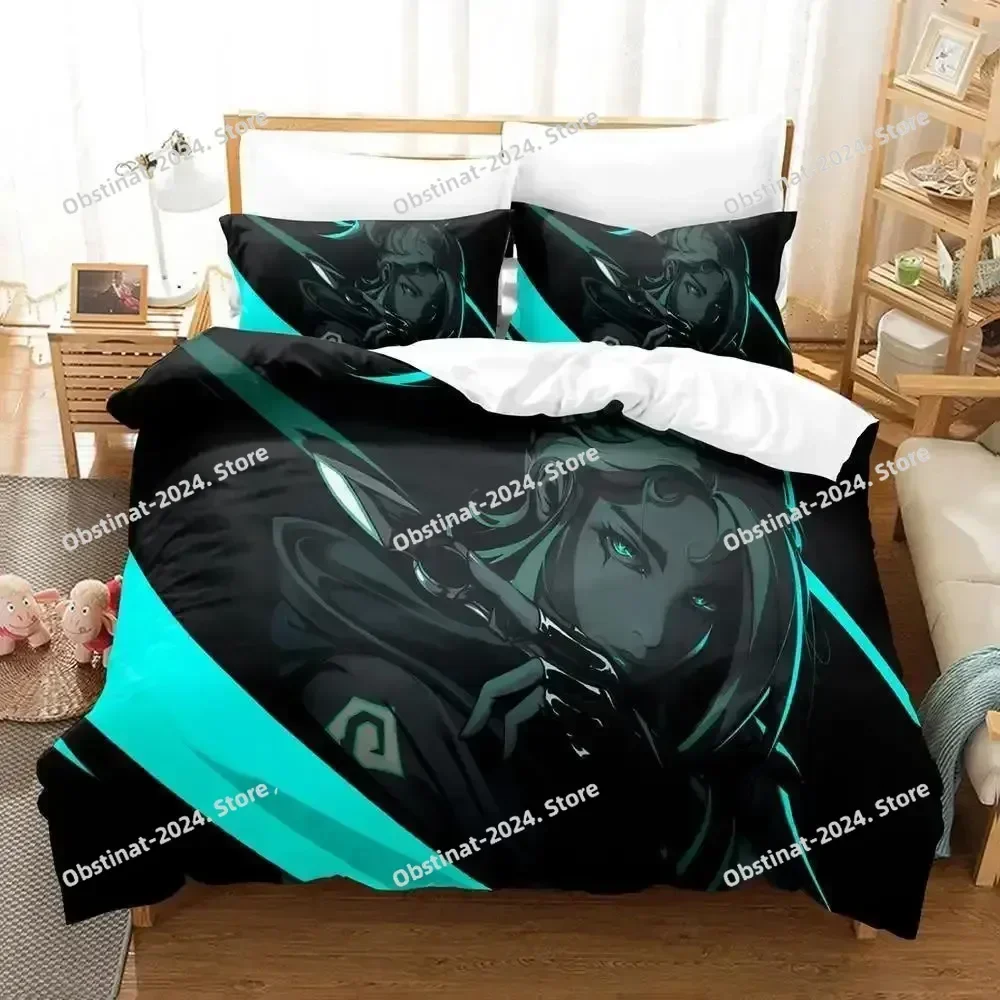 3d Print Game Jett Valorant Bedding Set Printed Bed Set With Pillowcase Bed Duvet Cover Soft Single Double Queen Super King Size
