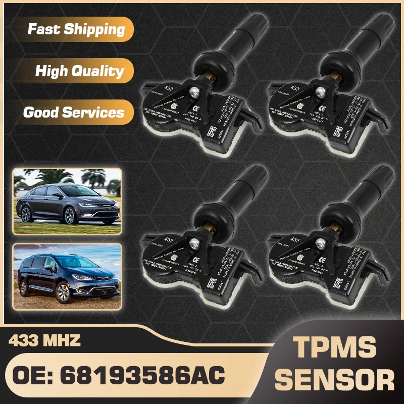 Auto TPMS Tire Pressure Sensor 68193586AC 433 MHz For Chrysler 200 2015-2017 Chrysler Pacifica 2017-2019 68399030AA 68105280AC