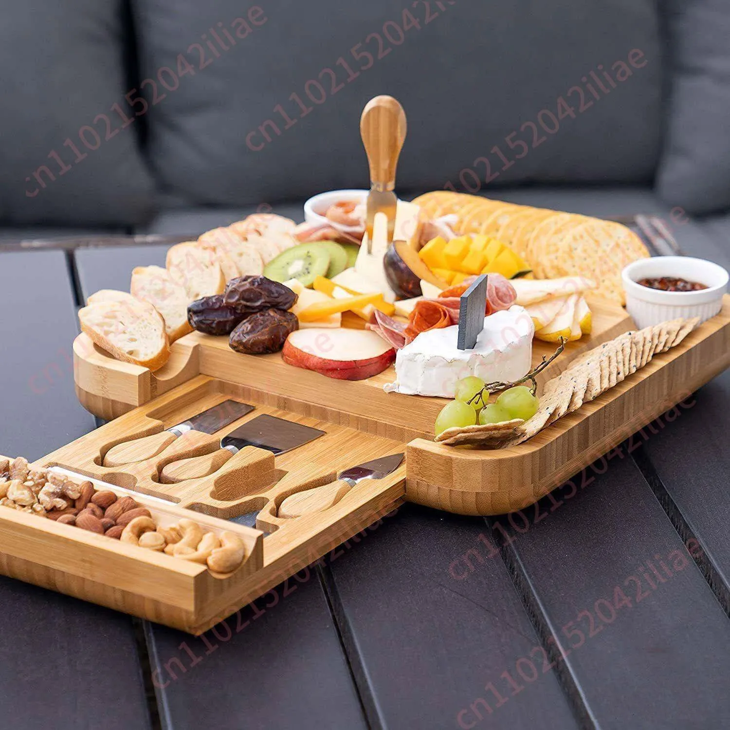 Bamboo Cheese Board Simple Wooden Cheese Plate Wooden Deli Plate Square Drawer Cutting Board