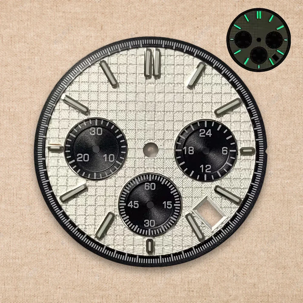 31.8 مللي متر S شعار الطلب مناسبة ل VK63 حركة الكوارتز الأخضر مضيئة عالية الجودة البلوط ساعة مزدوجة تعديل الملحقات