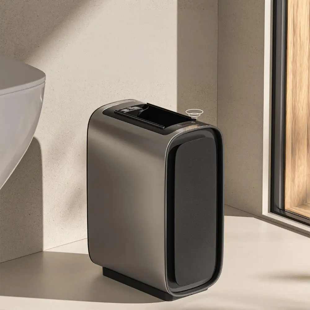 9L Stainless Steel Smart Dustbin Sensor Automatic Trash Can with Double wings Open Lids Waste Bin Intelligent Garbage Bin