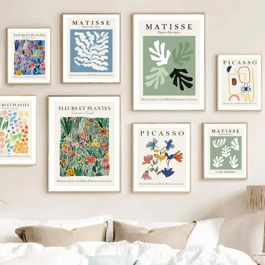 Matisse CutOut Gallery Fleurs Picasso Wall Pop Art Canvas Painting Nordic Posters And Prints Wall Pictures For Living Room De