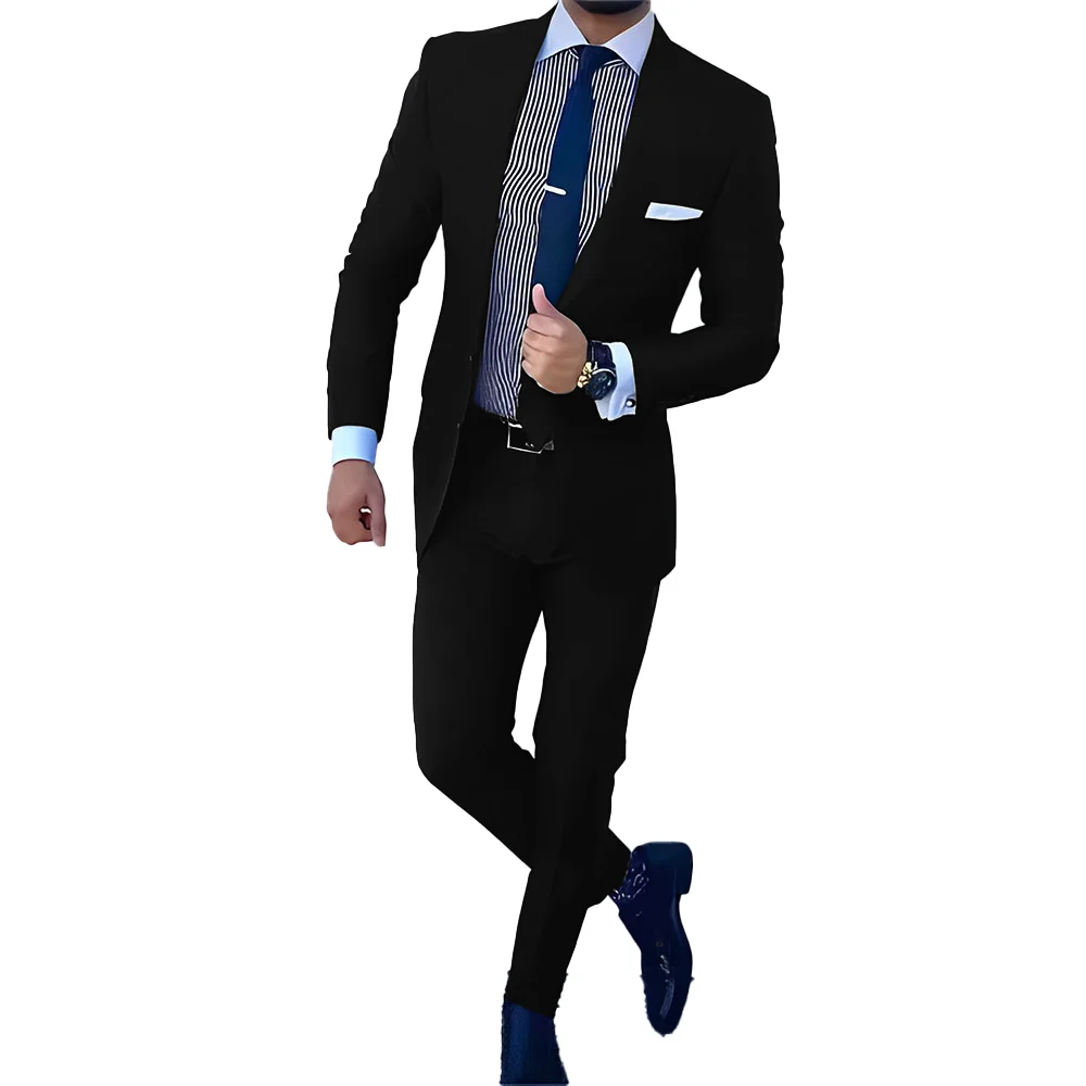 Royal Blue Business Men's Suit 2 piece suit Formal Work Clothes Office Slim Fit Jacket Pants Wedding Groom Tuxedo Party Dress
