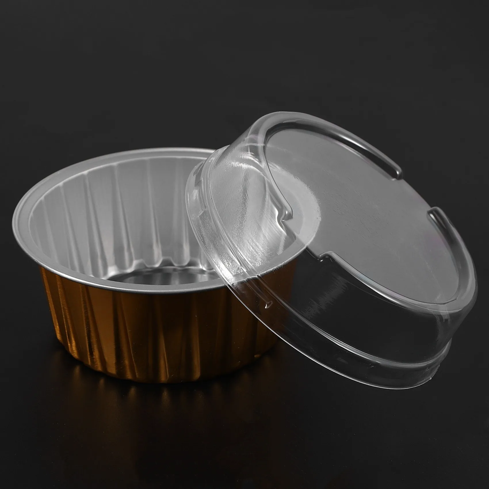 ABKJ-300Pcs Disposable Aluminum Foil Baking Cups Creme Brulee Dessert Oval Shape Cupcake Cups With Lids Cake Egg Tools