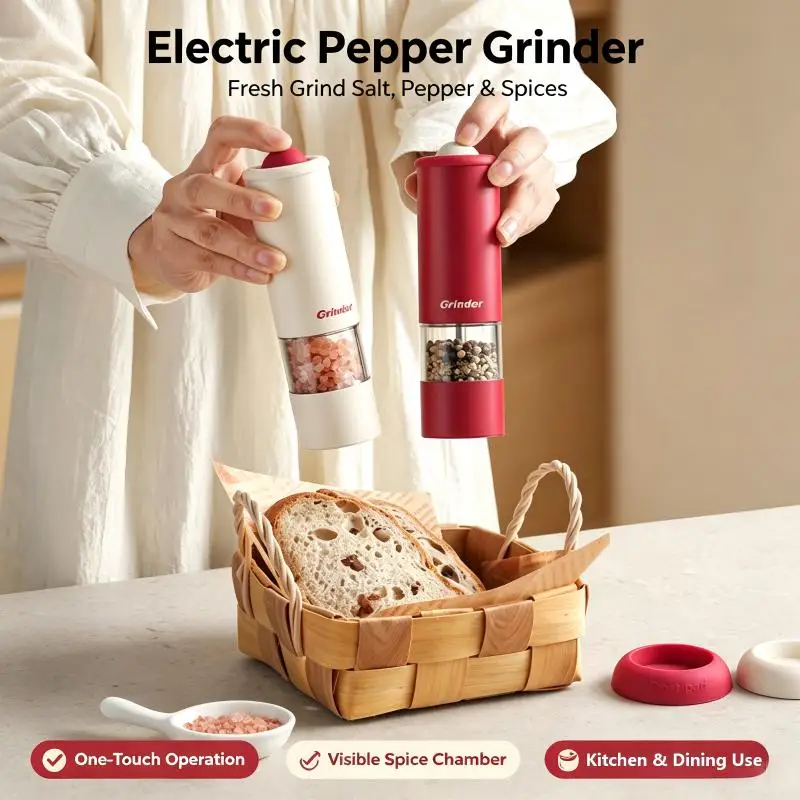 Electric Salt and Pepper Grinder Set,Adjustable Coarseness shakers,One-Hand Operation for Kitchen Appliances for Kitchen
