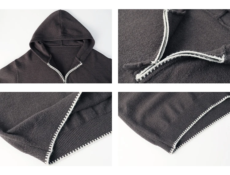 เสื้อสเวตเตอร์ถักไหมพรมผู้หญิง Vega Chang คอลเลคชั่นฤดูใบไม้ร่วงและฤดูหนาว ดีไซน์ปกเสื้อตัดสี