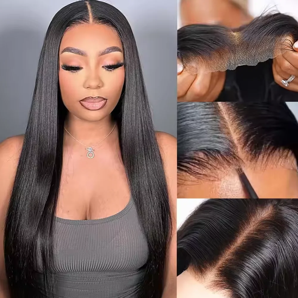 

250 Плотность 13x4 13x6 Hd Прозрачный кружевной фронтальный 20 38 дюймов Bone Straight 5x5 Бесклеевой парик из человеческих волос Предварительно выщипанные человеческие волосы