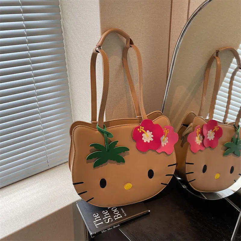 

Sanrio New Y2K Hot Hello Kitty Портативный рюкзак на плечо Черная кожа Сумка на плечо Hello Kitty 2025 Новая милая портативная сумка