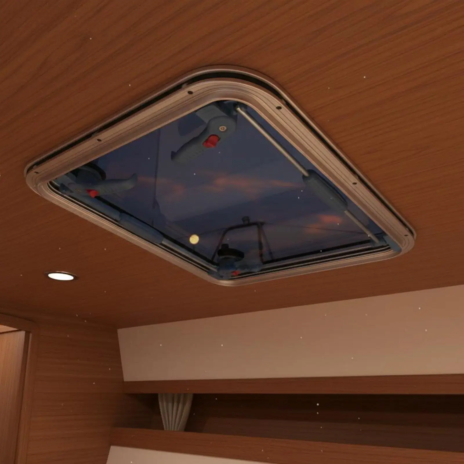 Marine Egress Opening Double Support Rods Aluminum Boat Opening Weatherproof Seal Watertight Yacht Skylight for RV, Campervan