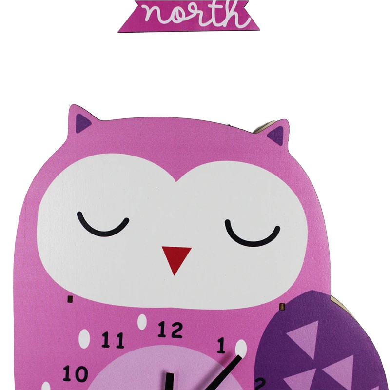 Wall clock Tik Tok new Korean cute owl children's room wooden pendulum kindergarten clock wall clock clocks.