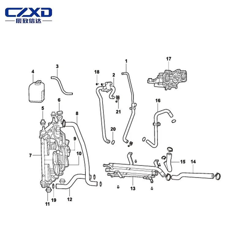 for Changan CX70 Aluminum Radiator Assembly with Fan Shroud Engine Cooling 2016-2020 OEM 1301110-BB01 HCLW New Replacement