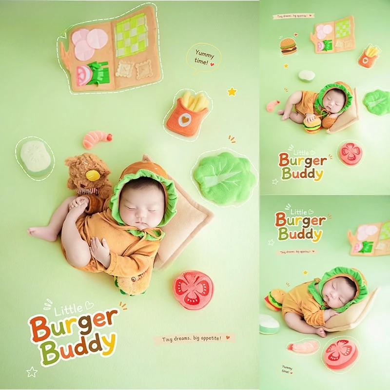 newborn-photography-props-cute-hamburger-chips-themes-with-backdrop-outfit-set-posing-pillow-set-for-studio-baby-photoshoot