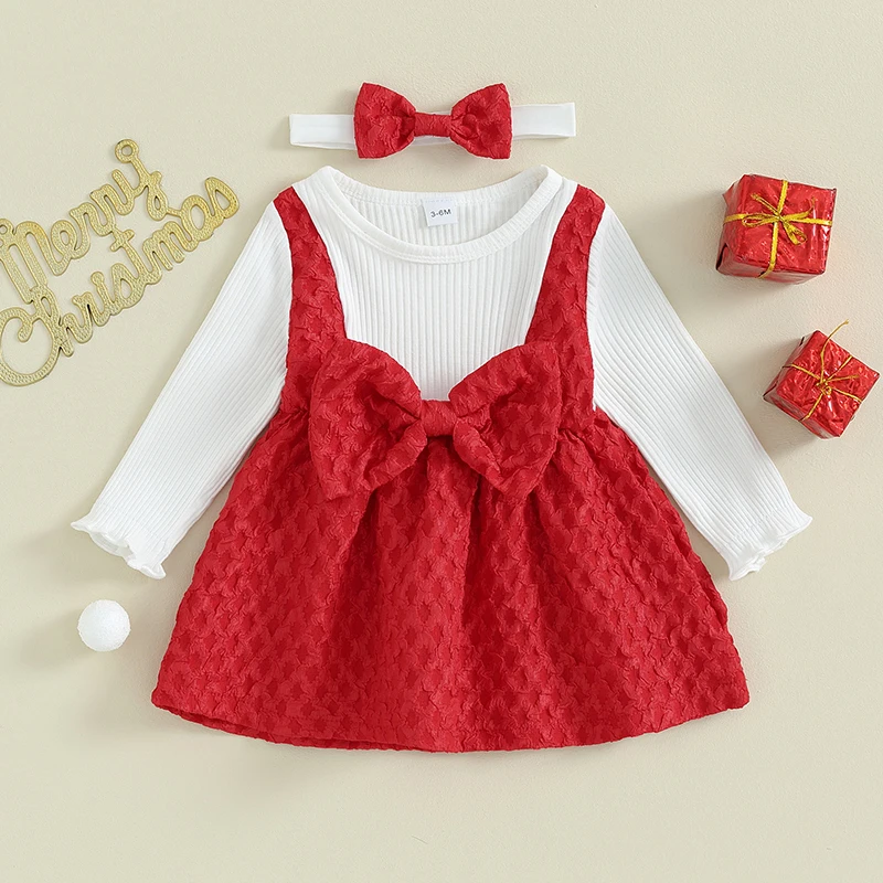 Toddler Girls Floral Print Ruffle Sleeve Dress with Bow Headband Set Spring Summer Fashion Cute Princess Dress for Baby Girls