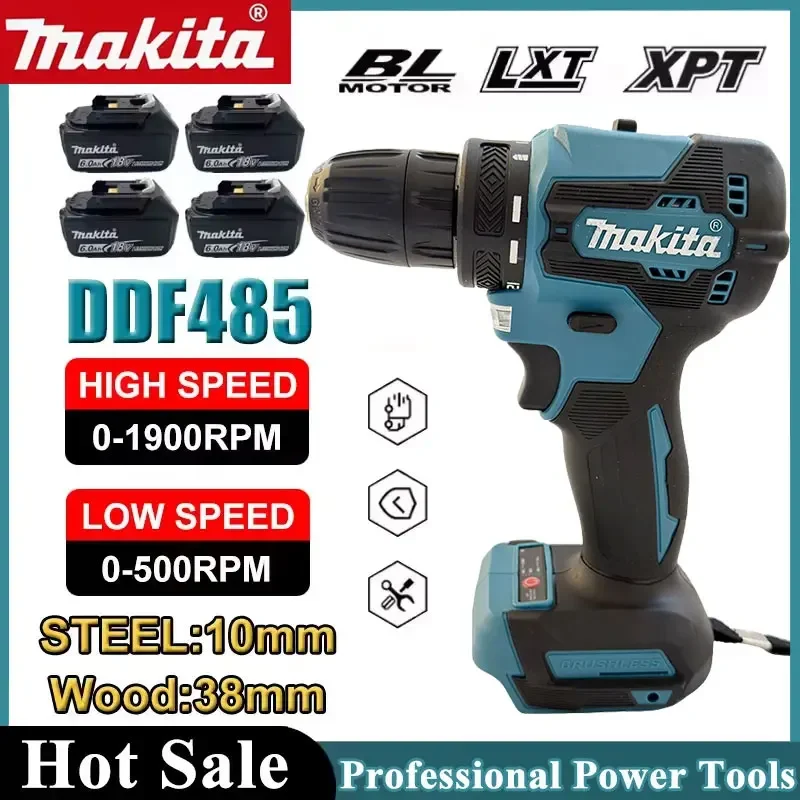 

Makita DDF485 Compact Cordless Hammer Drill 18V Rechargeable Brushless Electric Tool Variable Speed for Drilling And Hammering