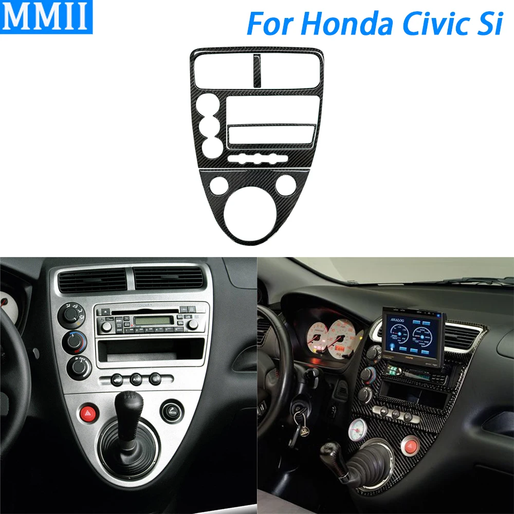 

For Honda Civic Si Concept 2001-2005 Carbon Fiber Gear Shift Radio CD Air Conditioning Control Panel Set Car Interior Sticker