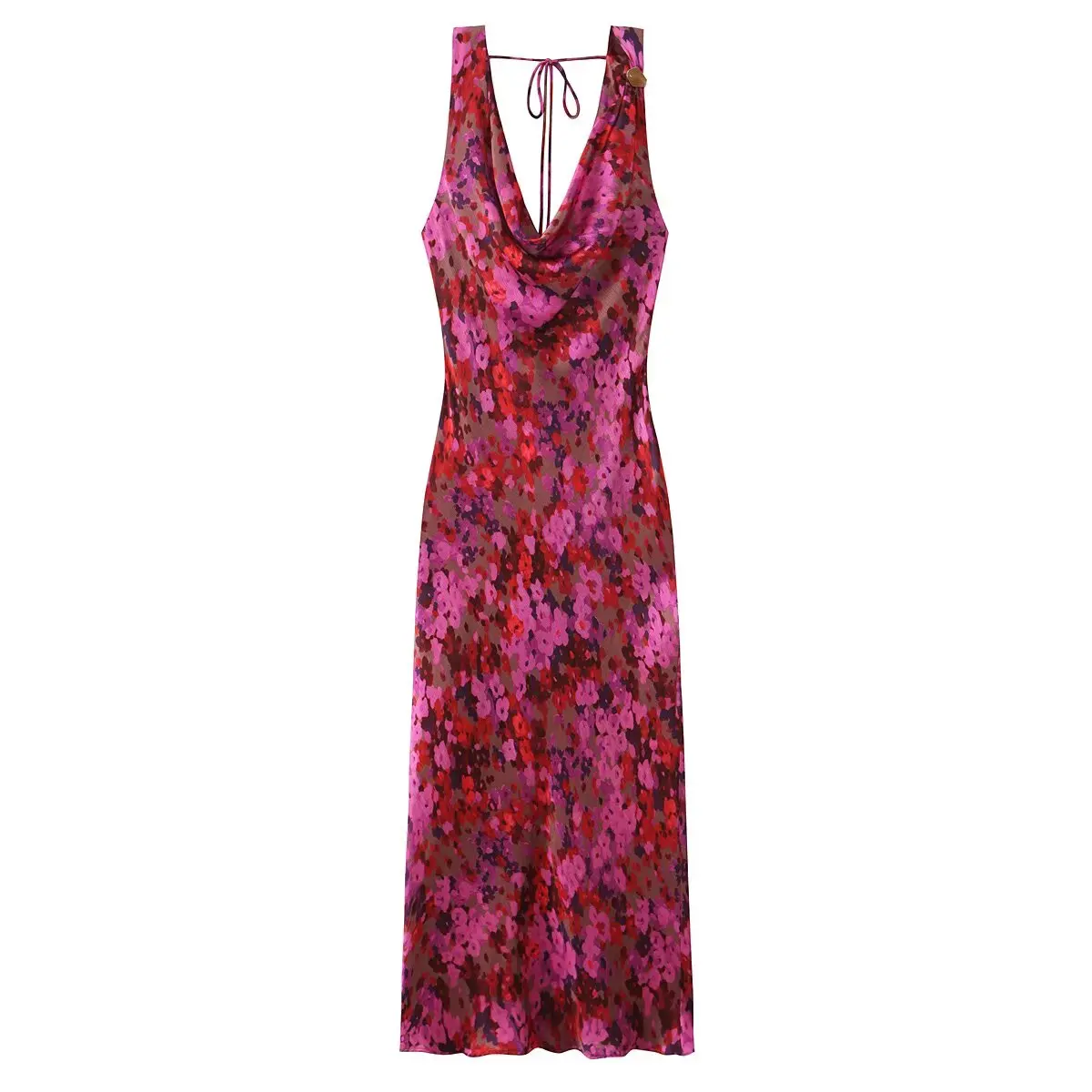 فستان DiYiG للسيدات لخريف 2025 موضة جديدة للعطلات مطبوع فستان عتيق بدون أكمام أنيق بدون ظهر فستان مطرز ضيق من Vestidos Mujer