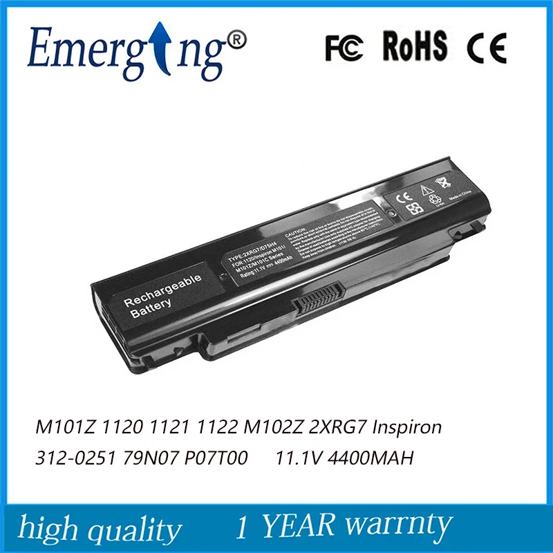 11.1V 4400Mah แบตเตอรี่แล็ปท็อปใหม่สำหรับ Dell Inspiron M101Z 1120 1121 1122 M102Z 2XRG7 Inspiron 312-0251 79N07 P07T00